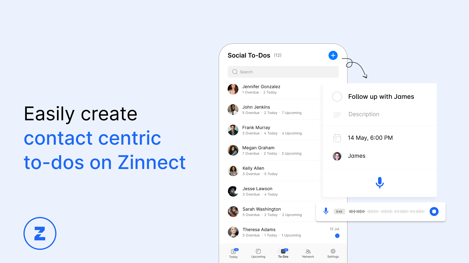 Zinnect - Contact Centric To-Dos